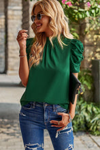 Load image into Gallery viewer, Tie Back Gathered Detail Puff Sleeve Top
