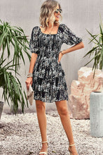 Load image into Gallery viewer, Smocked Square Neck Balloon Sleeve Mini Dress
