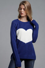 Load image into Gallery viewer, Heart Graphic Raglan Sleeve Pullover Sweater
