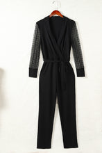 Load image into Gallery viewer, Mesh Sleeve Belted Jumpsuit
