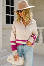 Load image into Gallery viewer, Striped Half-Zip Collared Sweater
