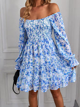 Load image into Gallery viewer, Floral Smocked Ruffle Hem Flounce Sleeve Dress
