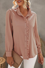 Load image into Gallery viewer, Frilled Trim Button Down Shirt
