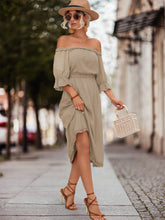 Load image into Gallery viewer, Frilled Off-Shoulder Flounce Sleeve Dress
