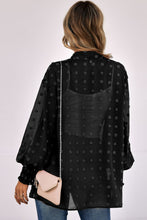 Load image into Gallery viewer, Swiss Dot Smocked Cuff Open Front Sheer Top DIBS SWISS
