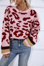 Load image into Gallery viewer, Leopard Round Neck Long Sleeve Sweater
