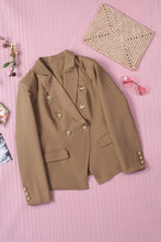 Load image into Gallery viewer, Double-Breasted Lapel Collar Blazer with Pockets
