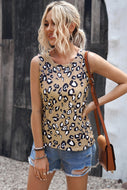 Leopard Print Round Neck Tank