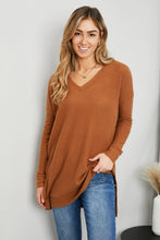 Load image into Gallery viewer, Zenana Full Size Waffle-Knit Slit V-Neck Tunic Top
