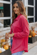 Load image into Gallery viewer, Waffle-Knit Collared Neck Dropped Shoulder Shirt
