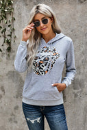 Lip Graphic Drawstring Pocketed Hoodie