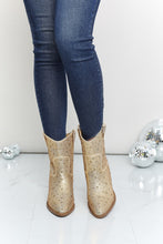 Load image into Gallery viewer, Forever Link Rhinestone Cowboy Booties in Gold
