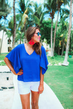 Load image into Gallery viewer, Brittany Flutter Sleeve Top in Blue
