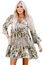 Load image into Gallery viewer, Floral Leopard Bell Sleeve Dress
