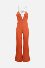 Load image into Gallery viewer, Chain Lace Up Flared Leg Jumpsuit
