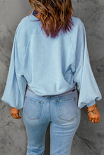 Load image into Gallery viewer, Quarter-Snap Collared Lantern Sleeve Sweatshirt
