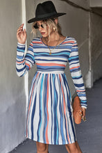 Load image into Gallery viewer, Striped Round Neck Long Sleeve Tee Dress
