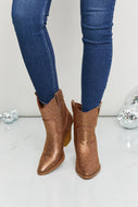 Forever Link Rhinestone Cowboy Booties in Brown