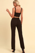 Load image into Gallery viewer, Chain Detail Cropped Cami and Straight Leg Pants Set

