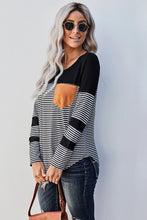 Load image into Gallery viewer, Striped Contrast Round Neck Long Sleeve Top
