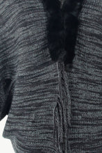 Load image into Gallery viewer, Heathered Dolman Sleeve Fringed Poncho
