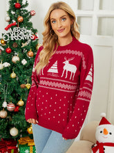Load image into Gallery viewer, Christmas Reindeer Ribbed Trim Sweater DIBS CLASSIC
