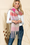 Justin Taylor Rainbow Stripe Brushed Fringe Scarf