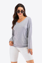 Load image into Gallery viewer, V-Neck Drop Shoulder Open Back Sweatshirt
