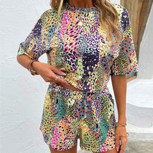 Load image into Gallery viewer, Printed Round Neck Dropped Shoulder Half Sleeve Top and Shorts Set
