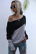 Load image into Gallery viewer, Two-Tone Off-Shoulder Rib-Knit Top
