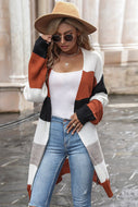 Striped Open Front Longline Cardigan