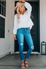 Load image into Gallery viewer, Spliced Lace High-Low Blouse
