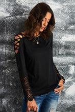 Load image into Gallery viewer, Crisscross Spliced Lace Top

