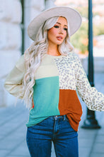 Load image into Gallery viewer, Leopard Patchwork Long Sleeve Top
