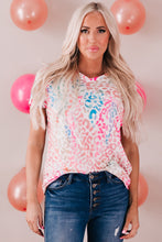 Load image into Gallery viewer, Leopard V-Neck Short Sleeve Tee Shirt
