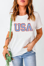 Load image into Gallery viewer, USA Graphic Embroidered Round Neck T-Shirt
