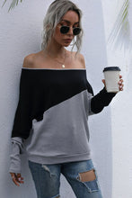 Load image into Gallery viewer, Two-Tone Off-Shoulder Rib-Knit Top
