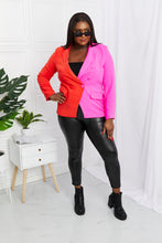 Load image into Gallery viewer, First Love Two-Tone Double-Breasted Blazer with Pockets
