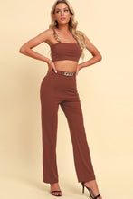 Load image into Gallery viewer, Chain Detail Cropped Cami and Straight Leg Pants Set
