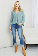 Load image into Gallery viewer, Mine and E&amp;M Full Size Three-Quarter Sleeve Notched Sweater
