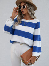 Load image into Gallery viewer, Striped Raglan Sleeve Ribbed Trim Knit Top

