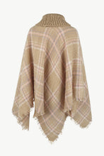 Load image into Gallery viewer, Plaid Turtleneck Fringe Detail Poncho
