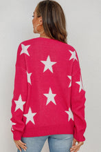 Load image into Gallery viewer, Star Pattern Dropped Shoulder Ribbed Trim Sweater
