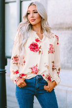 Load image into Gallery viewer, Floral Notched Curved Hem Blouse
