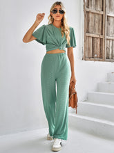 Load image into Gallery viewer, Textured Flutter Sleeve Top and Pants Set
