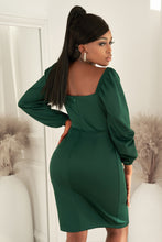 Load image into Gallery viewer, Long Balloon Sleeve Surplice Dress with Slit
