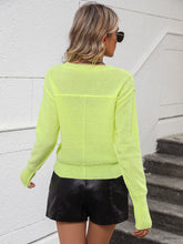 Load image into Gallery viewer, V-Neck Dropped Shoulder Long Sleeve Knit Top
