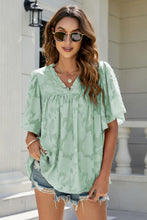 Load image into Gallery viewer, Applique Frill Trim Flutter Sleeve Blouse
