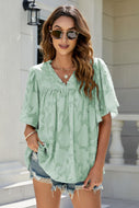 Applique Frill Trim Flutter Sleeve Blouse