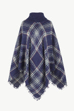 Load image into Gallery viewer, Plaid Turtleneck Fringe Detail Poncho
